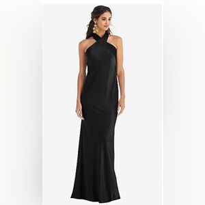 Dessy Collection Black Halter Gown